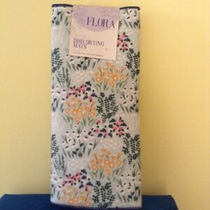Two Blue Floral Dish Drying Mats Pads Pink Gold White Flowers Machine Washable